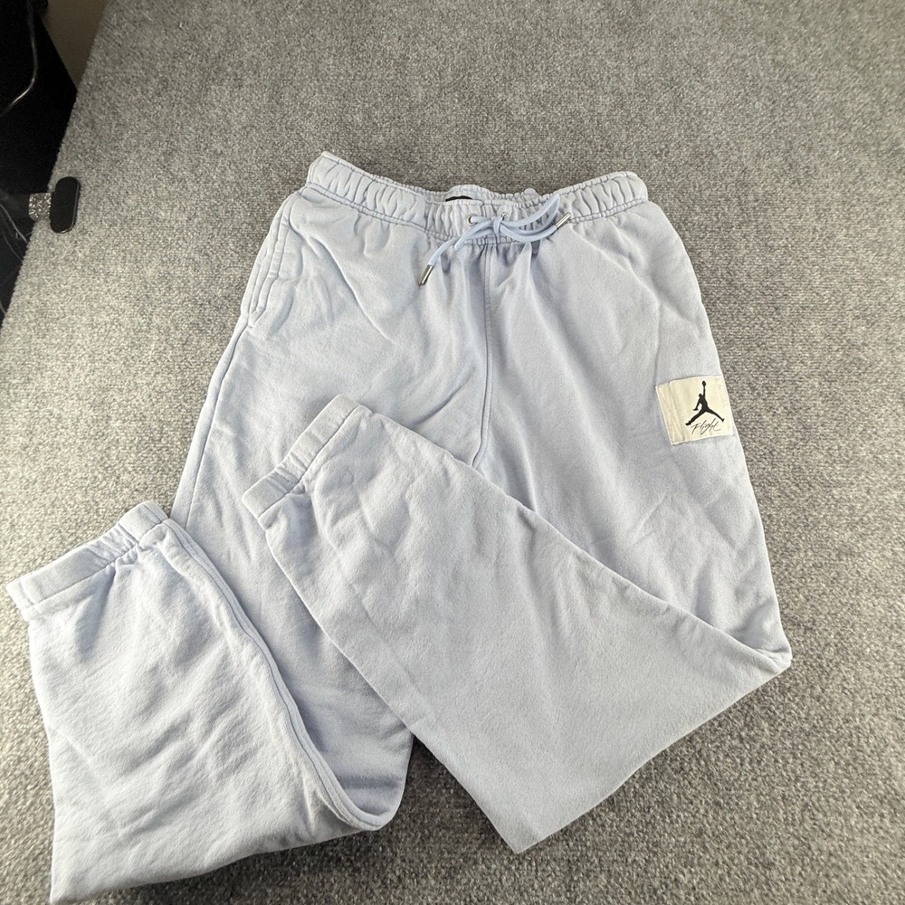 Jordan Flight Essentials Fleece Sweatpants Light Blue Joggers Mens Medium 0866